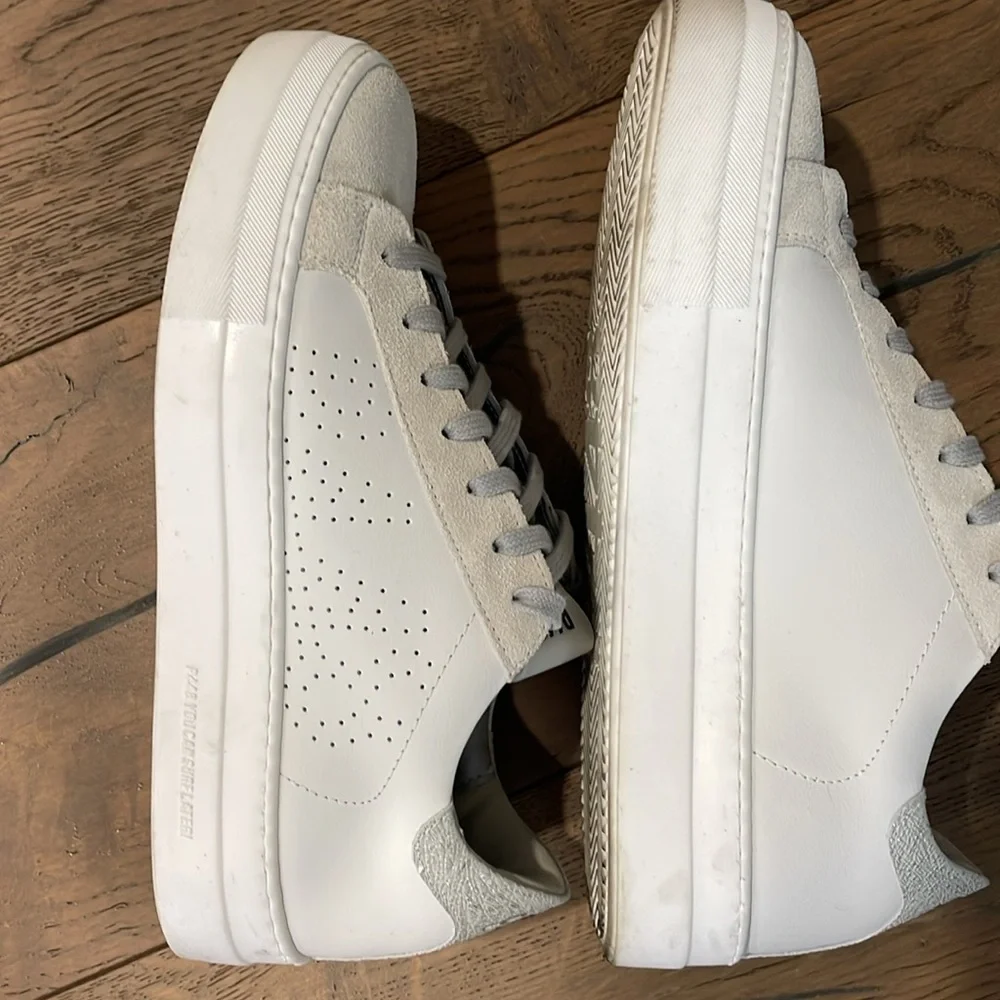 P448 Thea Platform Sneakers  White Suede Silver Size 39 - Picture 5 of 9